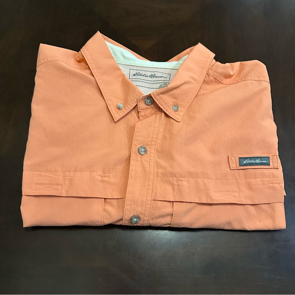 Eddie Bauer Men's (Coral) Orange Shirt Size 2XL